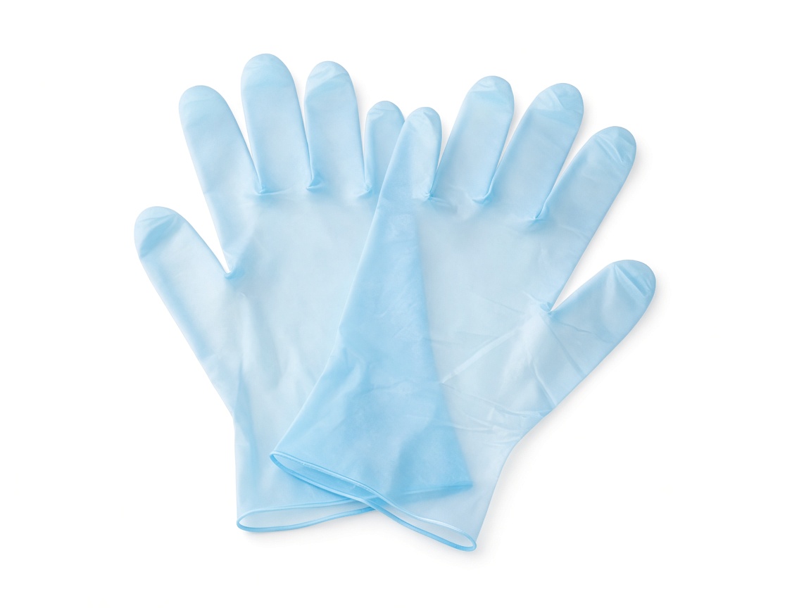 Blue powder-free vinyl gloves