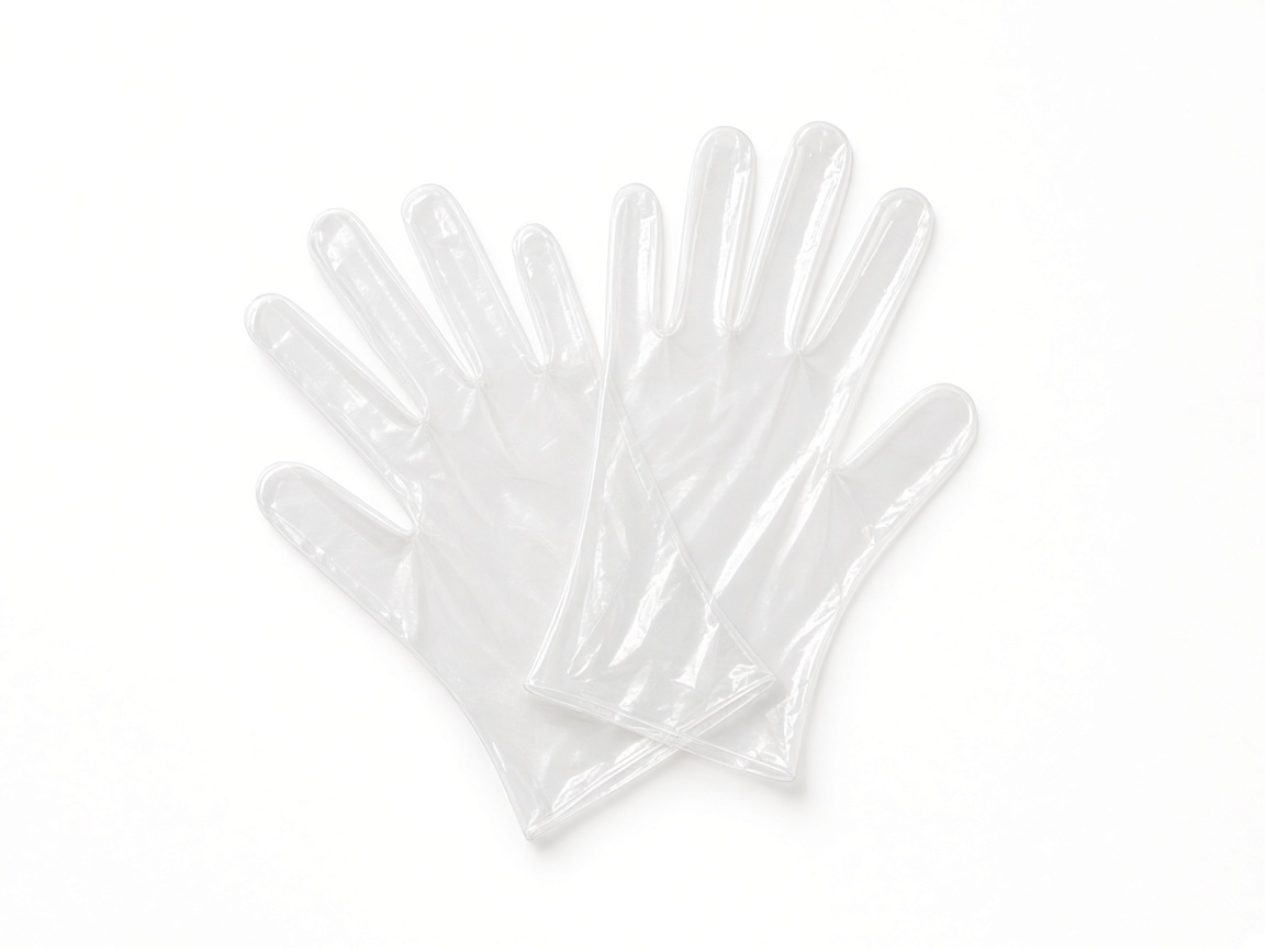 Clear powder-free vinyl gloves